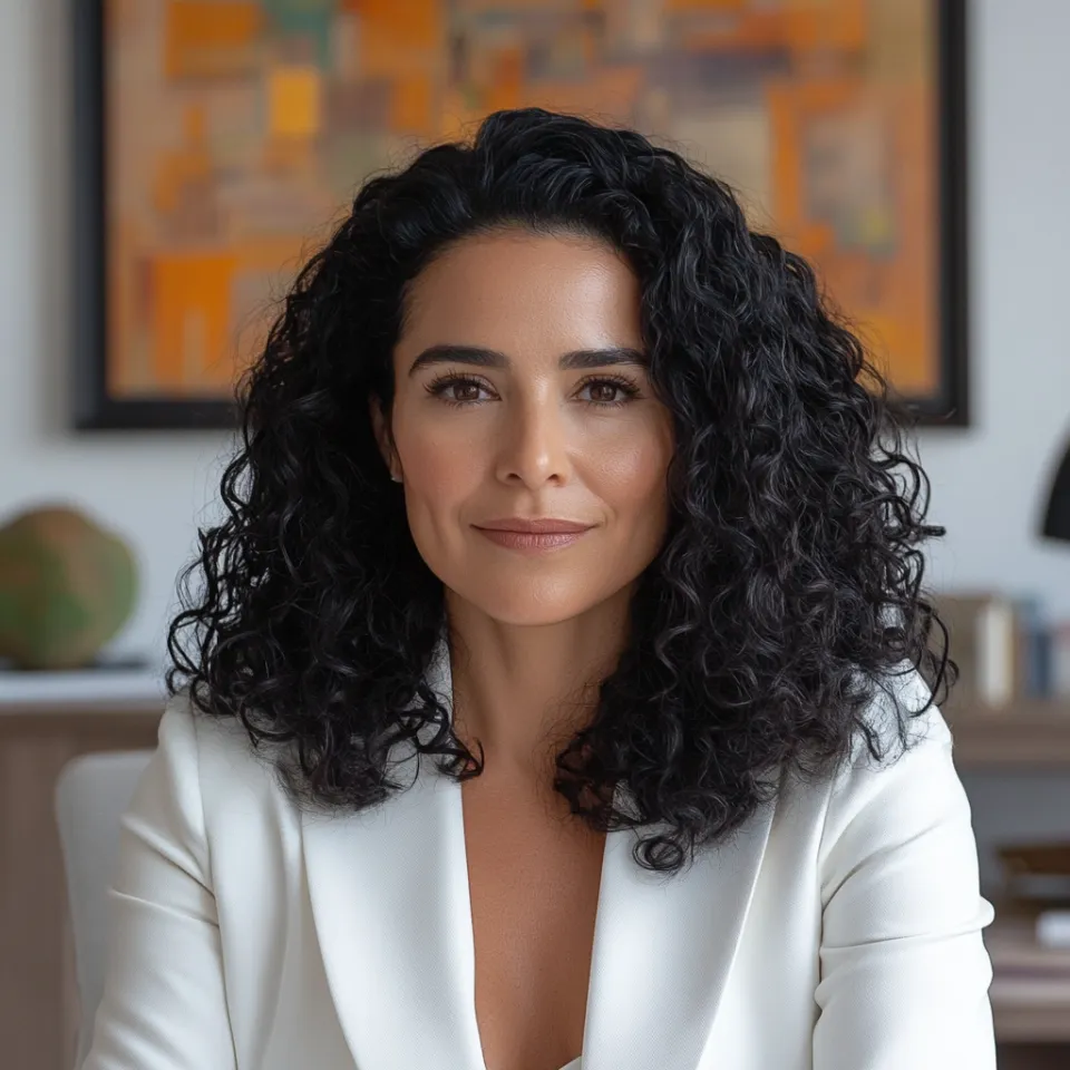 Directora senior sentada en oficina